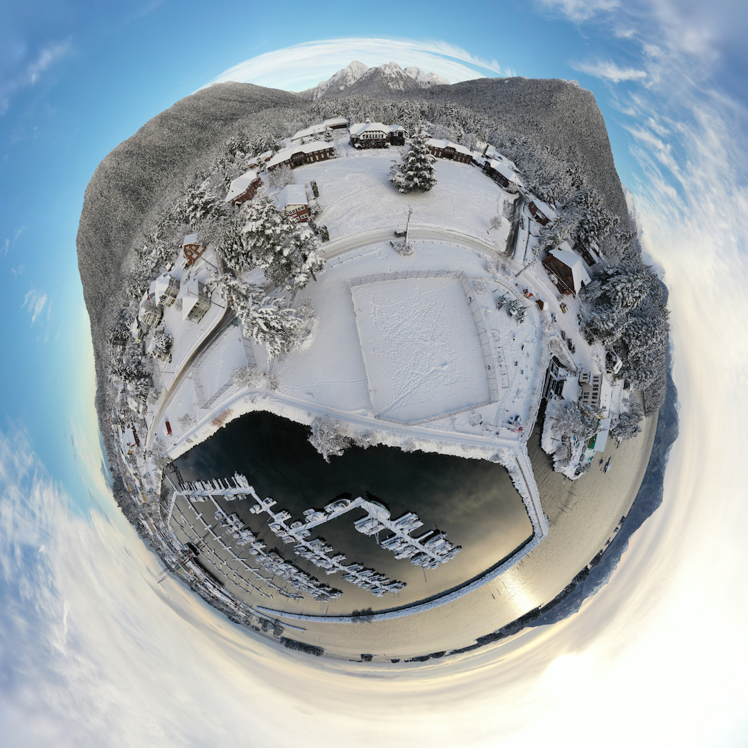 sfac snowy winter tiny planet pano